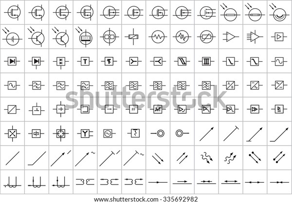 96 Electronic Electric Symbols Vector Vol3 Stock Vector (Royalty Free ...