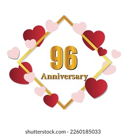 96 glossy gold number vector set. Realistic romantic typeface. Decorative numbers for Valentines, Mothers day, wedding banner, cover, birthday or anniversary, holiday party.