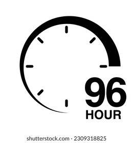 96 hour protection clock time sign icon symbol vector illustration isolated on white background