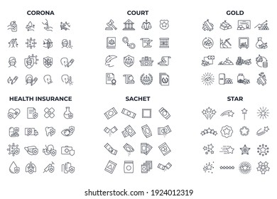 96 icon. corona. court. star. gold. health insurance. sachet pack symbol template for graphic and web design collection logo vector illustration