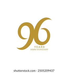 Logotipo 96, logotipo del 96 aniversario, color de oro del Vector, elemento de diseño de Plantilla para cumpleaños, invitación, boda, ilustración de tarjeta de felicitación.