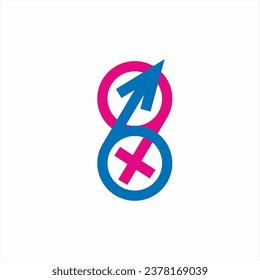 The 96 logo design has a unique concept of male and female gender symbols.