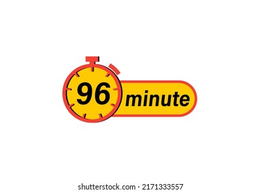 96 minute timers Clocks, Timer 96 min icon, countdown icon. Time measure. Chronometer icon isolated on white background