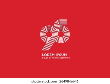 96 logotype moderne. Numéro 96 style multiligne logo bannière design