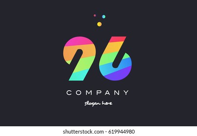 96 ninety six creative color green orange blue magenta pink number digit company logo vector icon spectrum