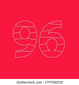 96 número, letra de trazo lineal. Diseño moderno y creativo. 