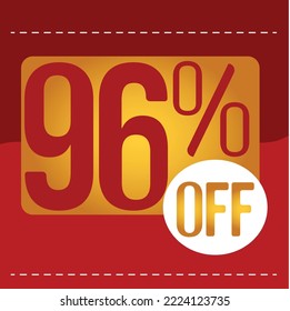 96% off. red and orange banner with floating balloon for promotions and offers