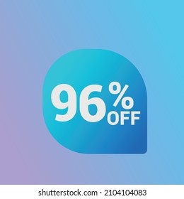 96% off Sale banner offer ad discount promotion vector banner. price discount offer. season sale promo sticker colorful background