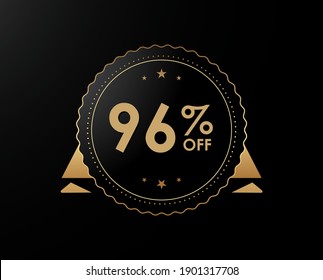96% OFF Sale Discount Banner, 96 percent off isolated sticker