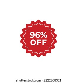 96% off sale label symbol promotion flat icon, Sale tag vector badge template, clearance sale sticker emblem, bargain sale red sign modern design isolated on white background