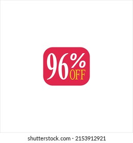 96 offer tag discount vector icon stamp on a white background