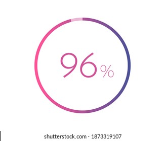 96% percent circle chart symbol. 96 percentage Icons for business, finance, report, downloading svg