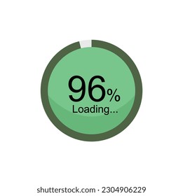 96 percent filled round loading. 96% loading or charging symbol. Progress, waiting, transfer, buffering or downloading icon. Infographic element for website or mobile app interface.