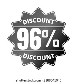 96% percent off, with black sticker design (Black Friday) and luminosity detail in the center, online discount, mega sale, vector illustration, 