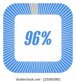 96 percent square shape percentage diagram for infographics,documents or reports. vector.