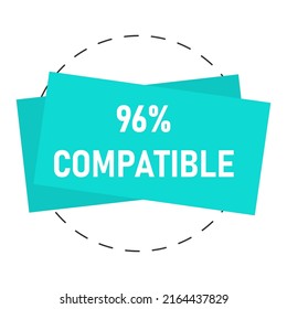96% percentage compatible vector art illustration sign symbol - flat art illustration with fantastic looking font and blue colorshape isolated on white background