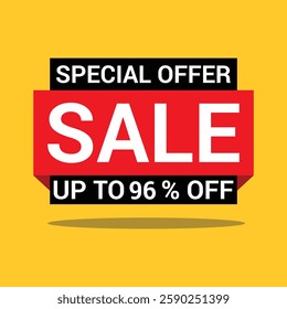 96 Percentage special offer sale a bright yellow background vector icon illustration.