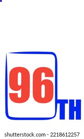 96. Ordinale Zahlen zählen Vektorgrafik mit fantastischer Schriftart und blauer Rot Farbe - 96. Jubiläum - glücklicher Geburtstag