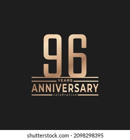 96 Year Anniversary Celebration with Thin Number Shape Golden Color for Celebration Event, Wedding, Greeting card, and Invitation Isolated on Dark Background