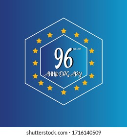 Celebración del 96 aniversario, diseño vectorial para celebraciones, tarjetas de invitación y tarjetas de felicitación