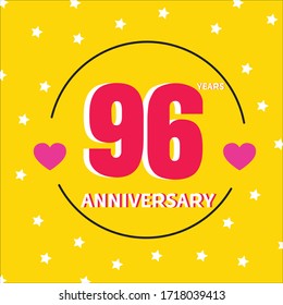 Celebración del 96 aniversario, diseño vectorial para celebraciones, tarjetas de invitación y tarjetas de felicitación
