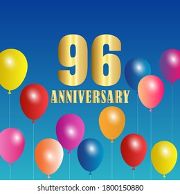 96 year anniversary celebration, vector design for celebrations, invitation cards and greeting cards