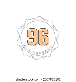 96 Year Anniversary Celebration Vector Badge. Happy Anniversary Greeting Celebrates Template Design Illustration