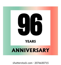 96 year anniversary celebration, vector design for celebrations, invitation cards and greeting cards