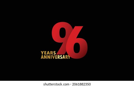 96 year anniversary red color, minimalist logo years, jubilee, greeting card. invitation on Grey background - Vector