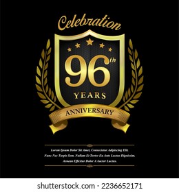 96 year celebration anniversary logo vector isolated on black background