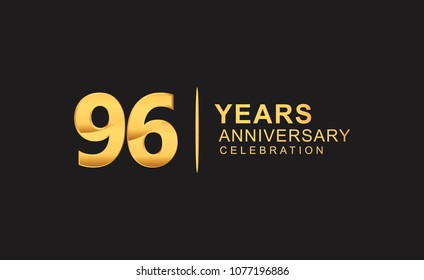 96 years anniversary celebration design with golden color isolated on black background for celebration event