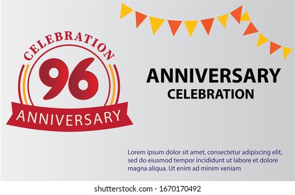 96 years anniversary celebration logo vector template design 