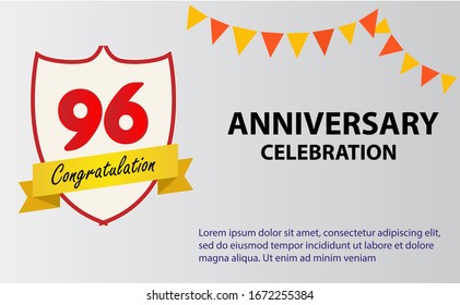 96 years anniversary celebration logo vector template design