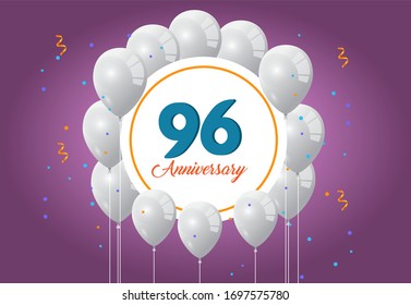 96 years anniversary celebration logo vector template design illustration