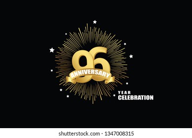 96 years anniversary celebration logotype. anniversary logo with golden isolated on black background, vector design for celebration, invitation greeting card-Vector