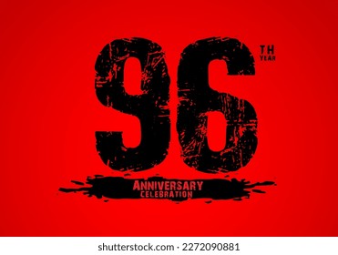 96 years anniversary celebration logotype on red background, 96th birthday logo, 96 number, anniversary year banner, anniversary design elements for invitation card and poster. number design vector