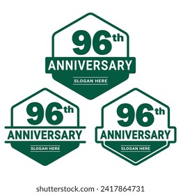 96 years anniversary celebration logotype. 96th anniversary logo collection. Set of anniversary design template. Vector and illustration.