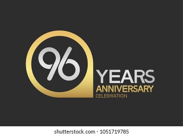 96 years anniversary celebration simple design with golden circle and silver color combination 