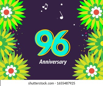 96 Years Anniversary Celebration Vector Template Design Illustration