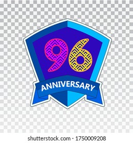 96 Years Anniversary Celebration Vector Template Design Illustration