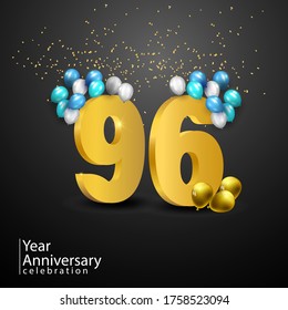 96 Years Anniversary Celebration Vector Template Design Illustration