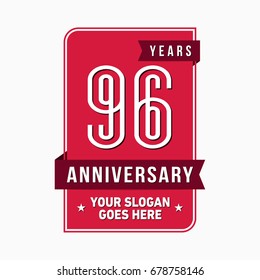 96 years anniversary design template. Vector and illustration.