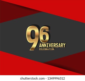 96 years Anniversary gold font with red fold on above and below font. My all design can see in my portofolio