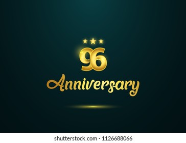 96 Years Anniversary with golden and shine number isolated on green background. vector design for celebration, invitation card, and greeting card