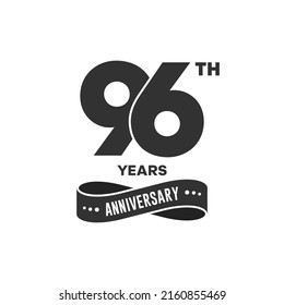 96 years anniversary logo with black color for booklet, leaflet, magazine, brochure poster, banner, web, invitation or greeting card. Vector illustrations.