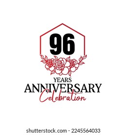 96 years anniversary logo, luxurious anniversary vector design celebration 