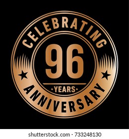 96 years anniversary logo template. Vector and illustration.