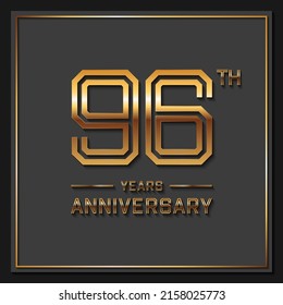 96 Years Anniversary logotype. Anniversary celebration template design for booklet, leaflet, magazine, brochure poster, banner, web, invitation or greeting card. Vector illustrations.