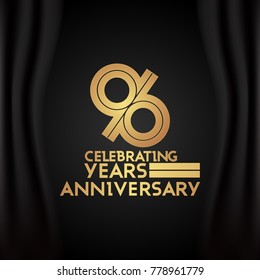 96 Years Anniversary Logotype with  Golden Multi Linear Number Isolated on Black Background