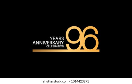 96 years anniversary logotype with single line golden and silver color for celebration
